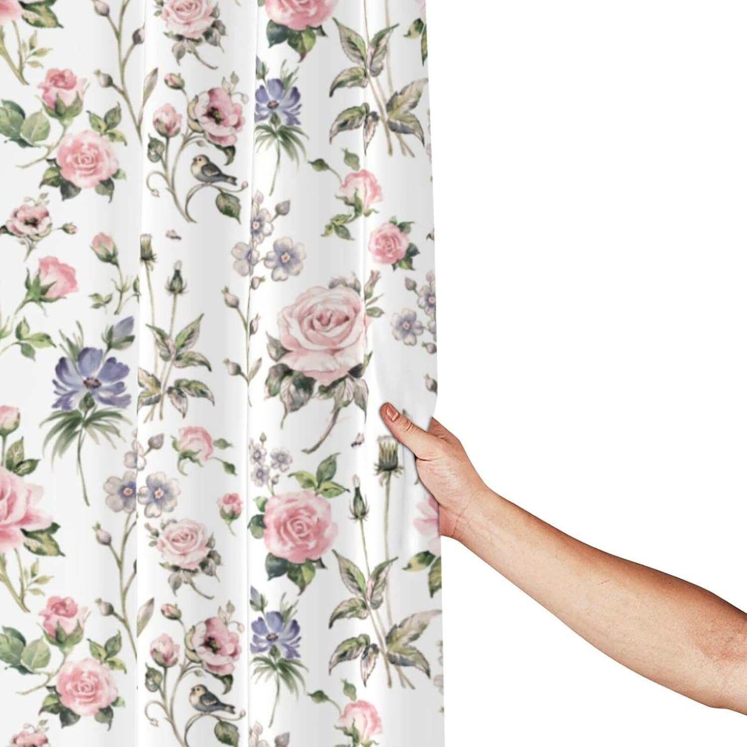 Custom Printed Bath Curtain — custom printed polyester bath curtain detail view