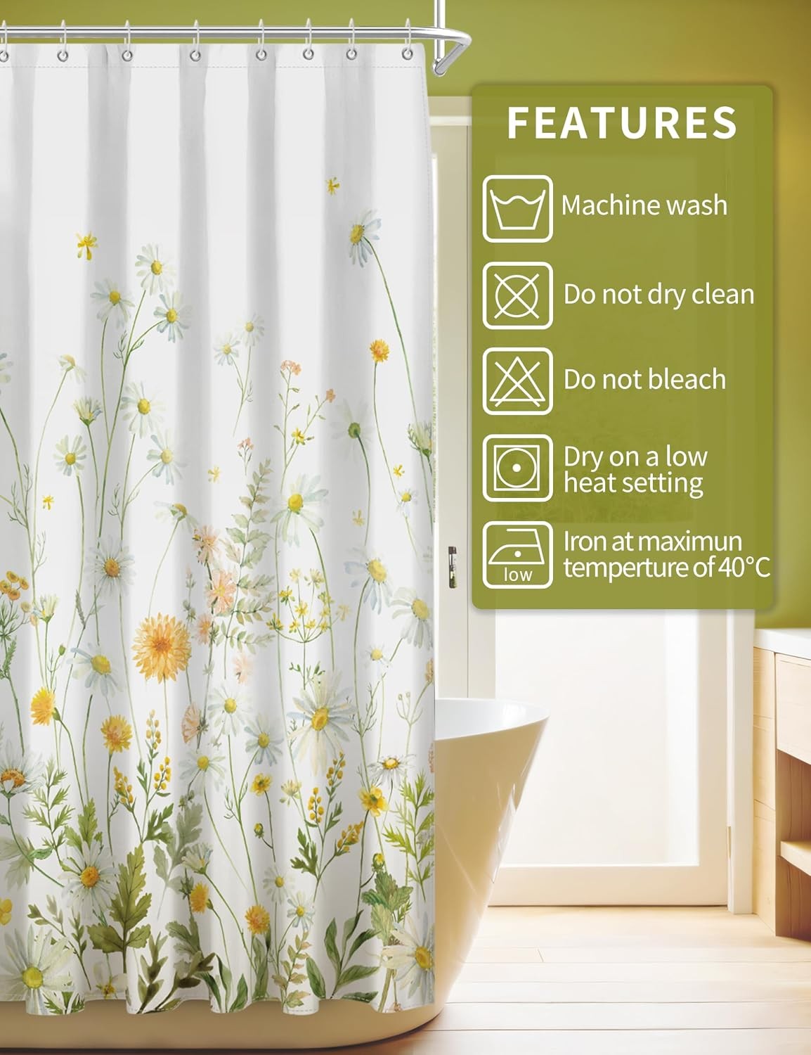 Custom Printed Bath Curtain — custom printed polyester bath curtain detail view