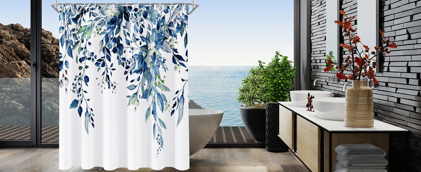 Custom Printed Bath Curtain — custom printed polyester bath curtain detail view